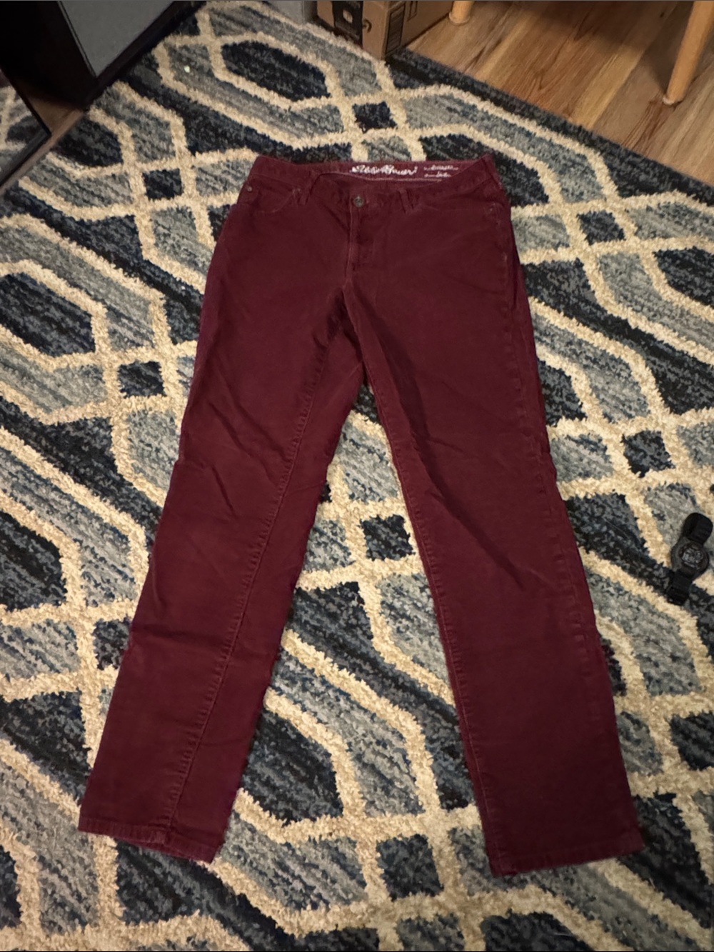 Eddie Bauer burgundy boyfriend slim corduroy pants